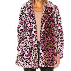 Superdown revolve taj multi color leopard faux fur coat